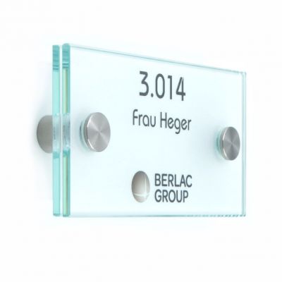 Türschild VITRUM B , Glasschild fuer Buero 120 60 mm